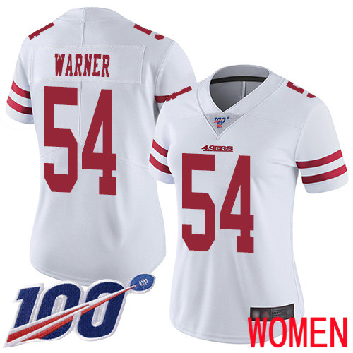 San Francisco 49ers Limited White Women #54 Fred Warner Road Jersey NFL #54 100th Season Vapor->women nfl jersey->Women Jersey